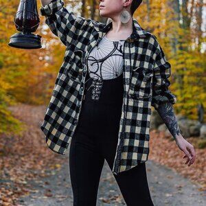 Vintage Black & Cream Wool Shirt Jacket